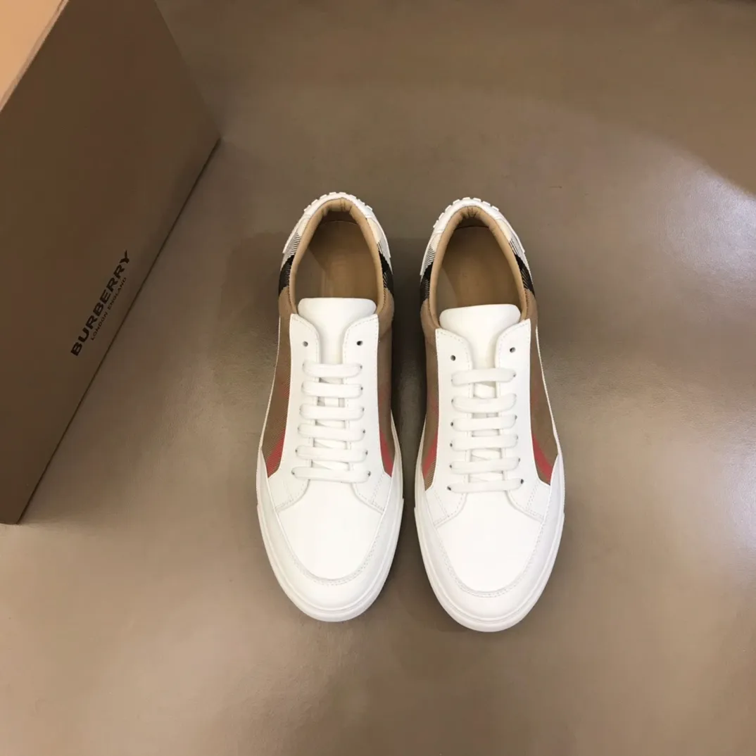 p360 "Burberr*" men's classic low-top sneakers are reinterpreted in Vintage checkered cotton material and decorated with a new brand logo. First-layer sheepskin lining, embossed Burberry logo on the heel, and original TPU outsole!  Size: 38-44